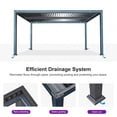 thumbnail image 6 of PURPLE LEAF 11 X 15 Louvered Pergola Aluminum Outdoor Adjustable Louvered Roof Integrated Drainage System Patio Kitchen Poolside Garden Grey, 6 of 11