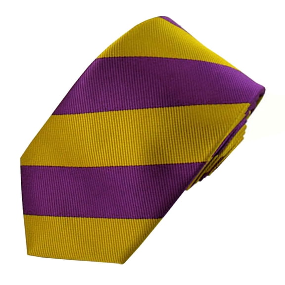 Jacob Alexander Men's 1-Inch College Stripe Woven 2.75 inch Width Slim Neck Tie - Gold Purple