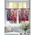 thumbnail image 5 of Abstract Red Sheer Curtains 45 Inches Length 2 Panels Set, Window Sheer Curtains for Living Room/Bedroom, Painting Buildings Geometric Color Block Light Filtering Rod Pocket Curtain 52''x45''x2, 5 of 8