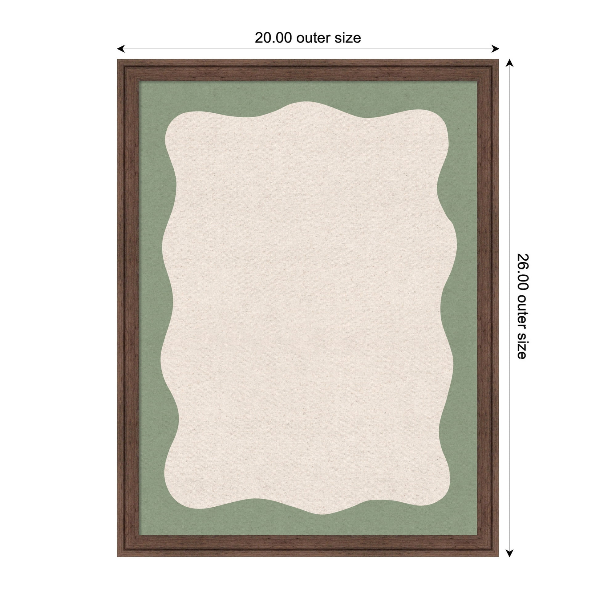 Kate and Laurel Framed Fabric Pinboard 20 x 26,  Printed Linen Classic Bulletin Board for Use as a Vision Board or Wall Organization, Florence Medium Brown Frame