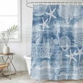 thumbnail image 2 of Small Stall Shower Curtain 36x78 Inch Narrow Half Size Blue Coastal Bath Curtains Bathroom Decor, Nautical Coral Starfish Shell Seahorse Ocean Waterproof Fabric Shower Curtain Set with Hooks 36 Inch, 2 of 7