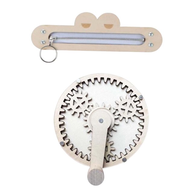 2x Montessori DIY Busy Board Accessories Sensory Toy Hand Crank Gear and Zipper Preschool Toys Educational Toys Motor Skills Kids Zulema Material de tablero ocupado