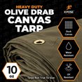 thumbnail image 2 of Xpose Safety Canvas Tarp - 10oz Olive Drab Poly Canvas Tarps Heavy Duty Water Resistant with Brass Grommets- Multipurpose Outdoor Tarpaulin for Camping, Canopy, Trailer, Equipment Cover 14' x 14', 2 of 8