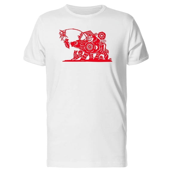 Children Riding In Cattle Red Tee Men's -Image by Shutterstock