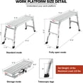 thumbnail image 2 of 40" Aluminum Folding Work Platform/Step Stool with Telescoping Legs 22" - 27.5" Height Adjustable - 225 lbs, Non-Slip, Portable Ladder Bench for Washing, Painting, 2 of 7