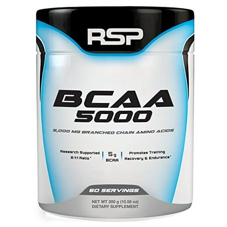 RSP Nutrition BCAA 5000 BCAA Powder, Post Workout, Muscle Recovery, Endurance & Energy, Unflavored, 60s