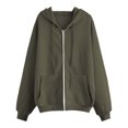 thumbnail image 3 of Dyfzdhu Zip up Hoodies for Women Lined Thickened Long Sleeve Hooded Jacket Fall Winter Solid Sweater Army Green, 3 of 5