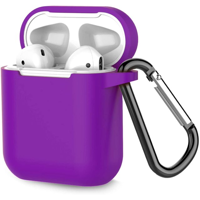 Coffea Protective Silicone Case with Keychain for AirPods 1 & 2 (Front LED Not Visible) (Purple)