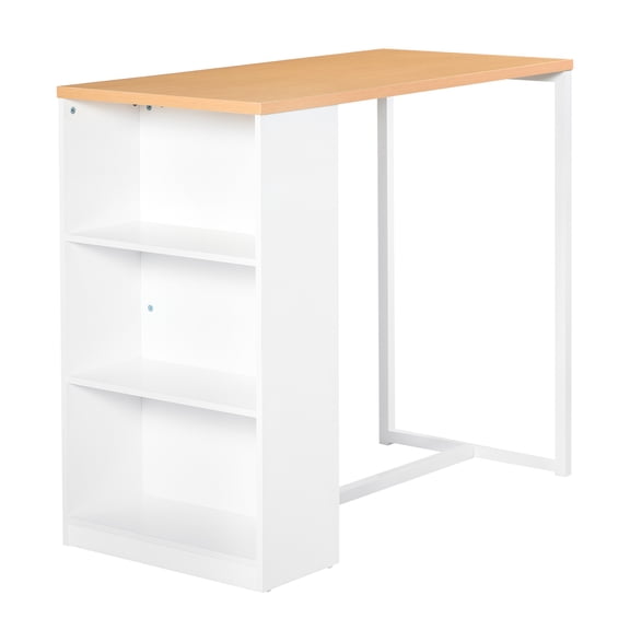Bar Table Counter Height with Storage Shelves - Kitchen Dining Table for Home, White
