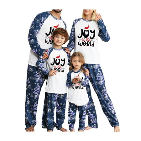 

Matching Christmas Family Pajamas Set Adult Kids Xmas Christmas Tree Print Tops with Pants Nightwear Loungewear
