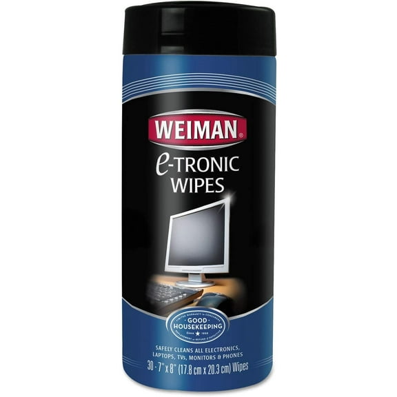 WEIMAN 93CT E-tronic Wipes, 8-Inch x 7-Inch, White, 30/Canister, 4/Carton