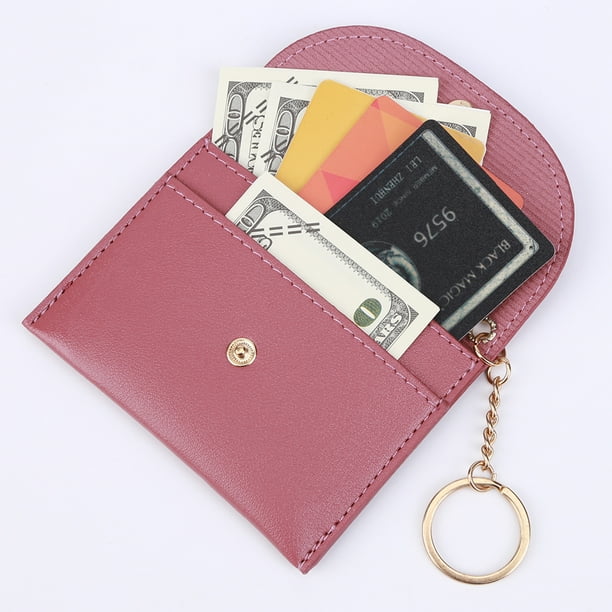 Bolsa carteras de mujer con multiples ranuras llavero tarjetero monedero de cuero Rosa roja jshteea para estrenar