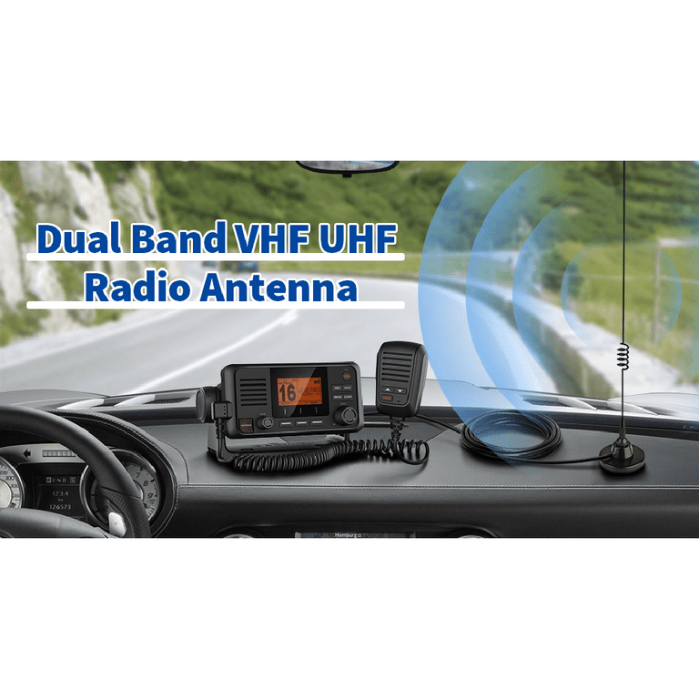 38 Inch Dual Band VHF/UHF Car Antenna For Ham Radio - 144/430MHz, PL-259 Connector, With 16.4ft Cable & Mount