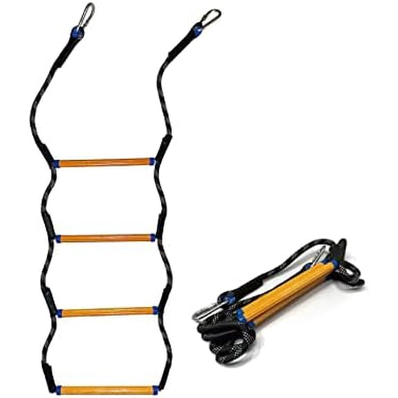 Boat Rope Ladder, Heavy Duty Climbing Rope 450Lbs Strength, 14mm Reinforced Polyester Line, Rigid Resin Step Design, Outdoor Ladder for Inflatable Boat, Kayak, Motorboat, Canoeing (4 Step)