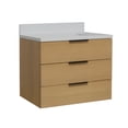 thumbnail image 2 of Oslo 30" Floating Wall Mounted Bathroom Vanity with Blonde Veneer Cabinet and Matte White Top, 2 of 6