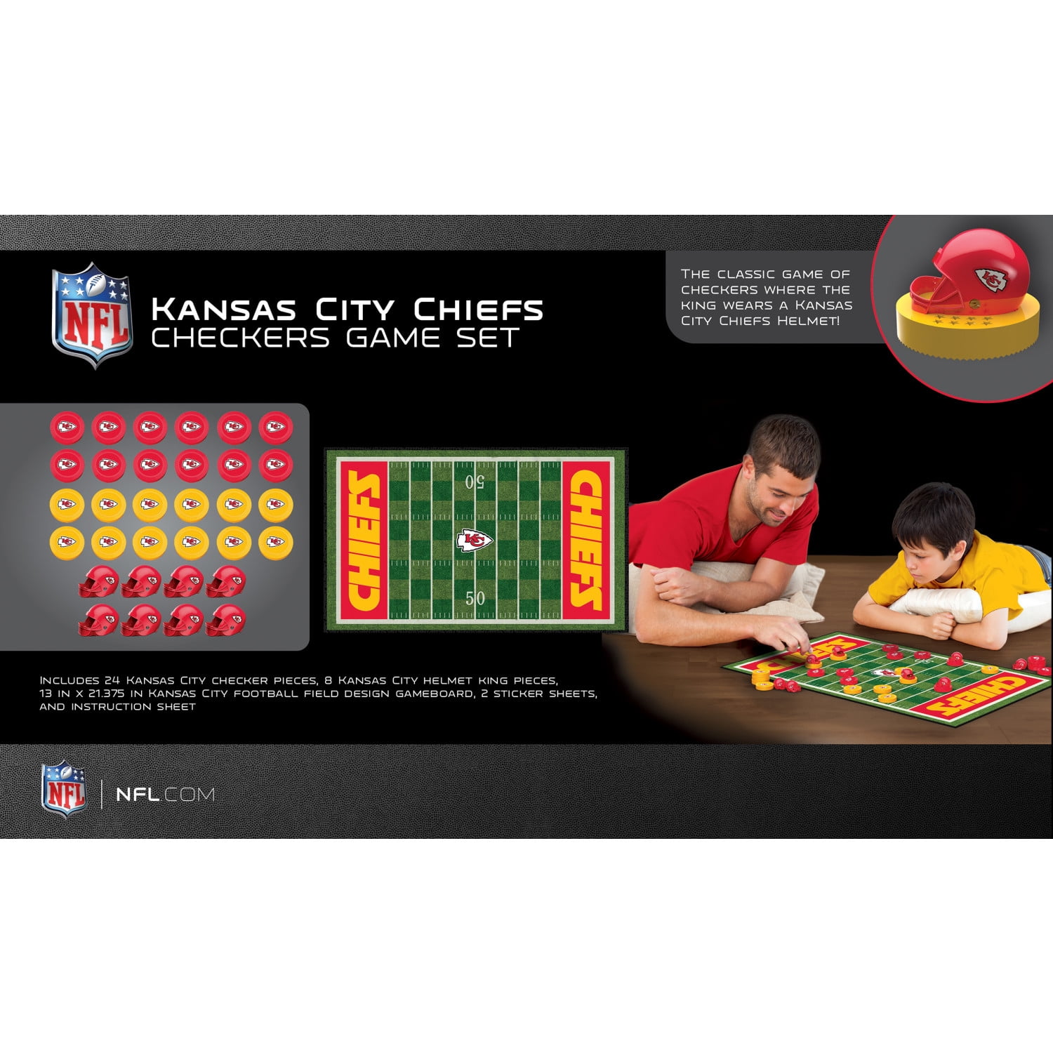 MasterPieces Officially licensed NFL Kansas City Chiefs Checkers Board Game for Families and Kids ages 6 and Up