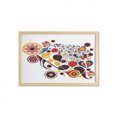 thumbnail image 1 of Abstract Wall Art with Frame, Colorful Graphic Design of Floral Motifs Hearts Music Notes Dots Ornamental Art, Printed Fabric Poster for Bathroom Living Room, 35" x 23", Multicolor, by Ambesonne, 1 of 2