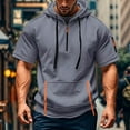 thumbnail image 2 of Men's Hooded T Shirt Short Sleeve Breathable Lightweight Summer Sports Hoodie with Pockets Drawstring Casual Sweatshirt Mens Summer Lightweight Pullover Tee Shirts, 2 of 5