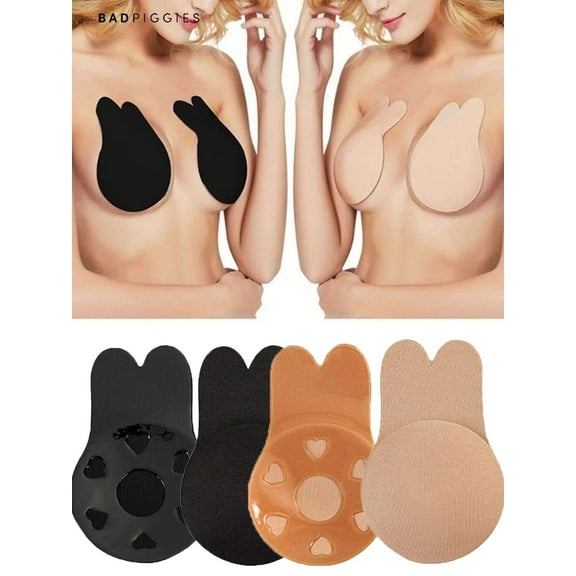 BadPiggies 2 Pairs Rabbit Ear Women Invisible Bra Self Adhesive Strapless Backless Breathable Lifting (A to F) Cup
