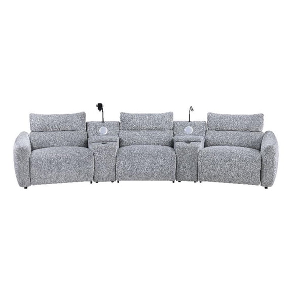 ACME Fullar Modular Power Motion Recliner in Light Gary Chenille