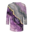 thumbnail image 4 of Yuanlook 3/4 Length Sleeve Women Tops Crew Neck Blouses Dressy Casual Summer T Shirts Loose Fit Business Work Clothes - Purple - XL, 4 of 6