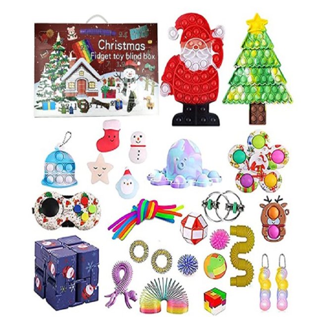 Calendario de Adviento para niños juguete de Navidad para niños Cuenta Tmvgtek atrás 24 días burbujas de empuje paquete de regalo Navidad 2021