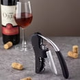 thumbnail image 2 of Wine Bottle Opener | Manual Handheld Corkscrew with Ergonomic Lever Pump, Standing Vertical Design, Soft Bottleneck Grip, Nonstick Screw & Easy No-Twist Cork Removal | Black, 2 of 9