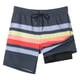 thumbnail image 1 of Bañador para Hombre SURF CUZ con Forro Compresivo, Secado Rápido, Shorts de Natación de 7", Traje de Baño Elástico con Bolsillos con Cremallera, Rayas Atardecer, Talla S, 1 of 7