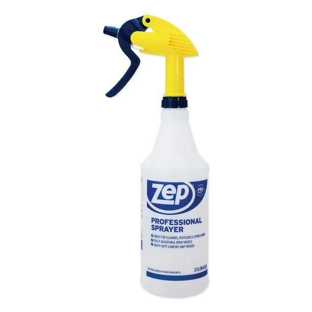 Zep Professional Spray Bottle W/trigger Sprayer, 32 Oz, Clear Plastic