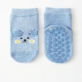 thumbnail image 2 of Huowey Girls Cozy Socks Soft Breathable Cartoon Print Striped Slipper Socks Grips Anti Skid Comfortable First Walking Ankle Socks Comfy Anti- Crew Socks,Blue,1-3 Years, 2 of 4