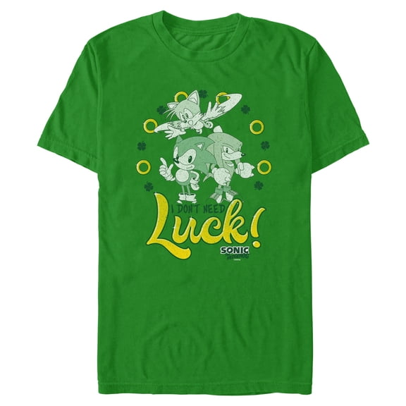 Mens Sonic the Hedgehog Team I Don't Need Luck T Shirt