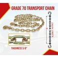 thumbnail image 6 of Chain Load Binder Kit - 3/8" - 1/2" Quick Ratchet Folding Load Binder with Grab Hooks 12,000 lbs WLL & 3/8" X 20' G70 Transport Tow Chain 6,600 lbs WLL Tie Down for Hauling, Towing, 6 of 17
