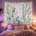 thumbnail image 2 of Watercolor Cactus and Succulent Arrangement Against White Background Whimsical Illustration for Plant Lovers Botanical Wall Art Housewarming Gift Tapestry Wall Hanging for Bedroom and Living Room, 2 of 7