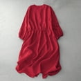 thumbnail image 5 of asdoklhq Moomoo Dresses for Women Short Sleeve Elegant and and Linen Dress Red M, 5 of 6