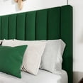 thumbnail image 5 of SHA CERLIN Green Queen Size Platform Bed Frame with Velvet Vertical Channel Headboard, Adult, 5 of 11