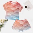 thumbnail image 4 of Mermaid Fish Scales Pajama Set for Women 2 Piece Sleepwear Loungewear Short Sleeve, 4 of 7
