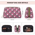 thumbnail image 2 of Pink Leopard Print Mushroom Makeup Bag, Large Capacity Travel Cosmetic Bag for Women Girls- Travel Toiletry Bag Leather Portable Waterproof Makeup Case Organizer with Handle, 2 of 4