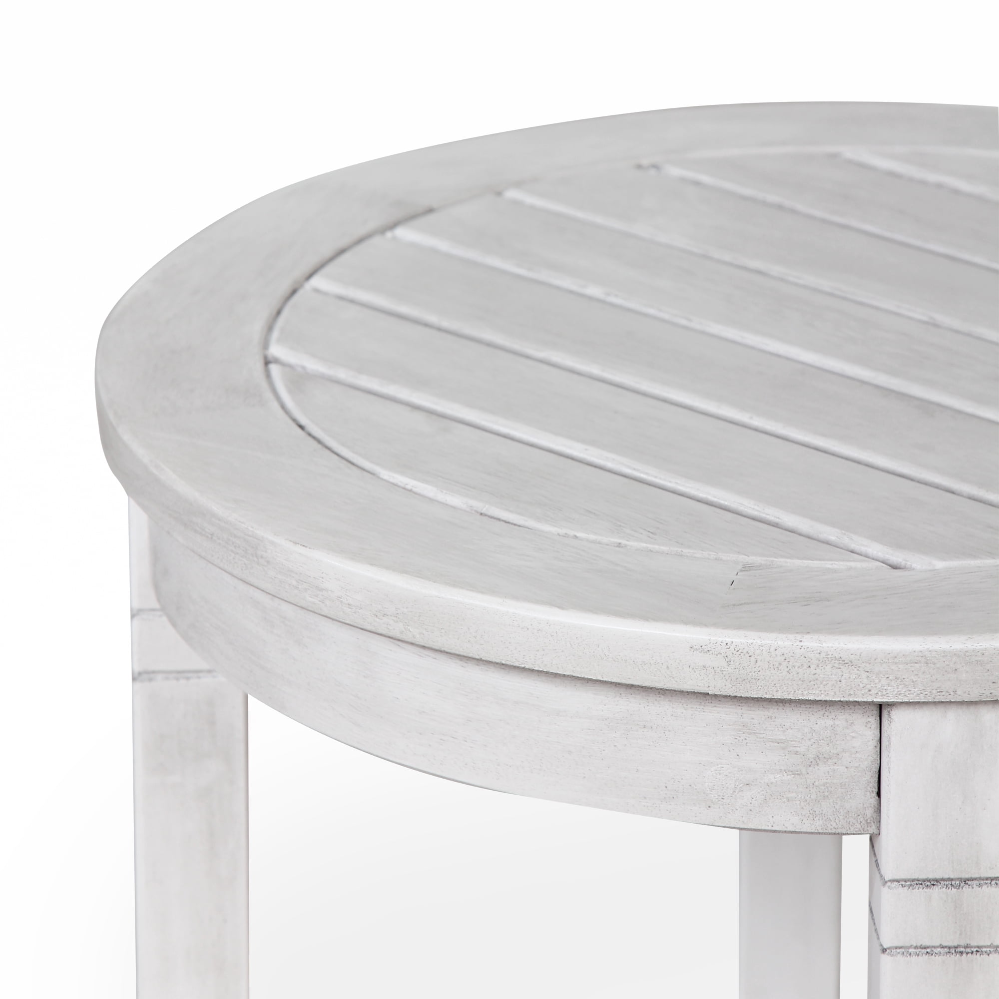Alston Solid Wood Round Patio Side Table White Wash Finish