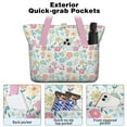 thumbnail image 2 of Tote Bag for Women - Pioneer Flower Shoulder Bag - Large Utility Work Duffle Bag with Zipper Handbag for Travel, Work, Sprots, 2 of 5