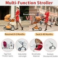 Hot Mom Baby Stroller Reversible Luxury PU Leather Pram,Brown