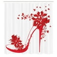 thumbnail image 2 of Ambesonne High Heels Shower Curtain, Shoe Butterflies Flowers, 69"Wx70"L, Dark Coral Scarlet White, 2 of 4