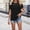 Black, variant on SEMPAI Women Summer Tunic Tops Hollow Out Crew Neck Shirts Cold Shoulder Sleeve Loose T-Shirt Casual Comfy Everyday Wear