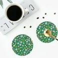 thumbnail image 4 of Honeii Flying Bees print Leather Coaster Set of 4, ideal for safeguarding your furniture from drinks spills and effortless cleanup-Round Shape, 4 of 6