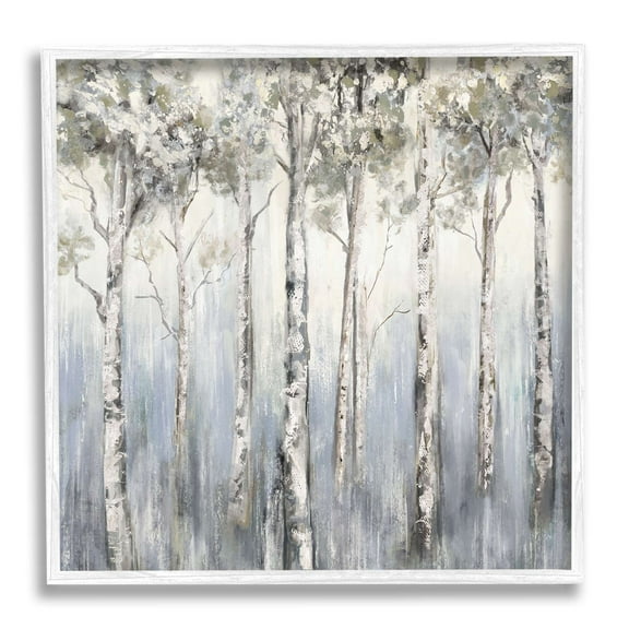 Stupell Industries Mystic White Birch Tree Forest White Grey Bark, 24 x 24, Designed by Carson Lyons