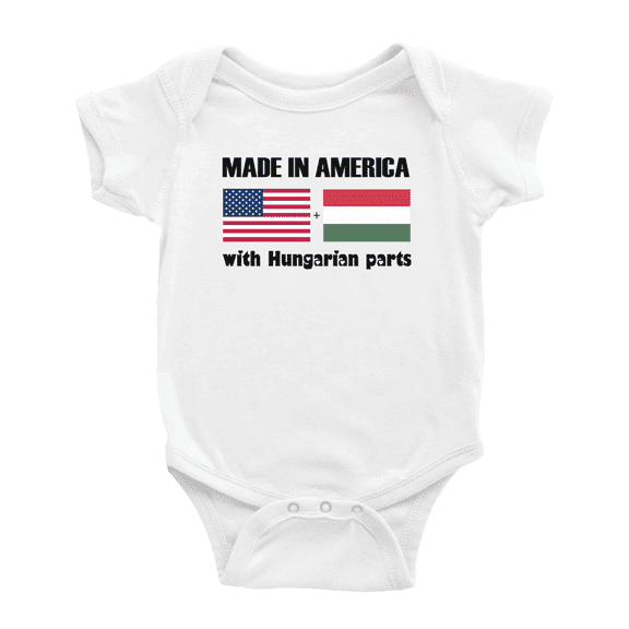 Made In America With Hungarian Parts Funny Baby Bodysuit For Boy Girl
