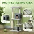 thumbnail image 4 of PawHut 52 Inch Cat Tree with Scratching Posts, Cat Bed, Condo, Light Grey, 4 of 10
