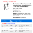 thumbnail image 2 of Rear Left Power Window Regulator and Motor Assembly - Compatible with 1992 - 1995 Honda Civic Sedan 4-Door 1993 1994, 2 of 2
