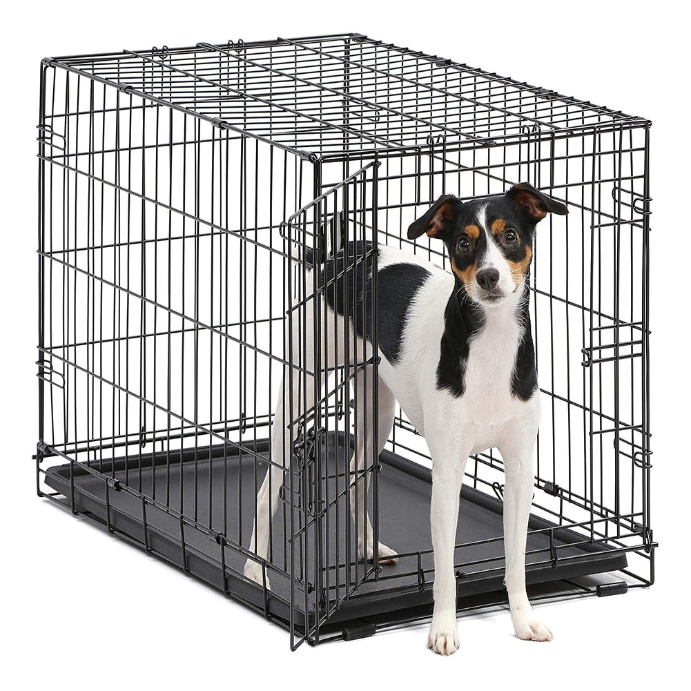 24 inch w/ Divider Size PETSWORLD Single Door Dog Crate Heavy Duty Folding Metal Dog or Pet Crate Kennel