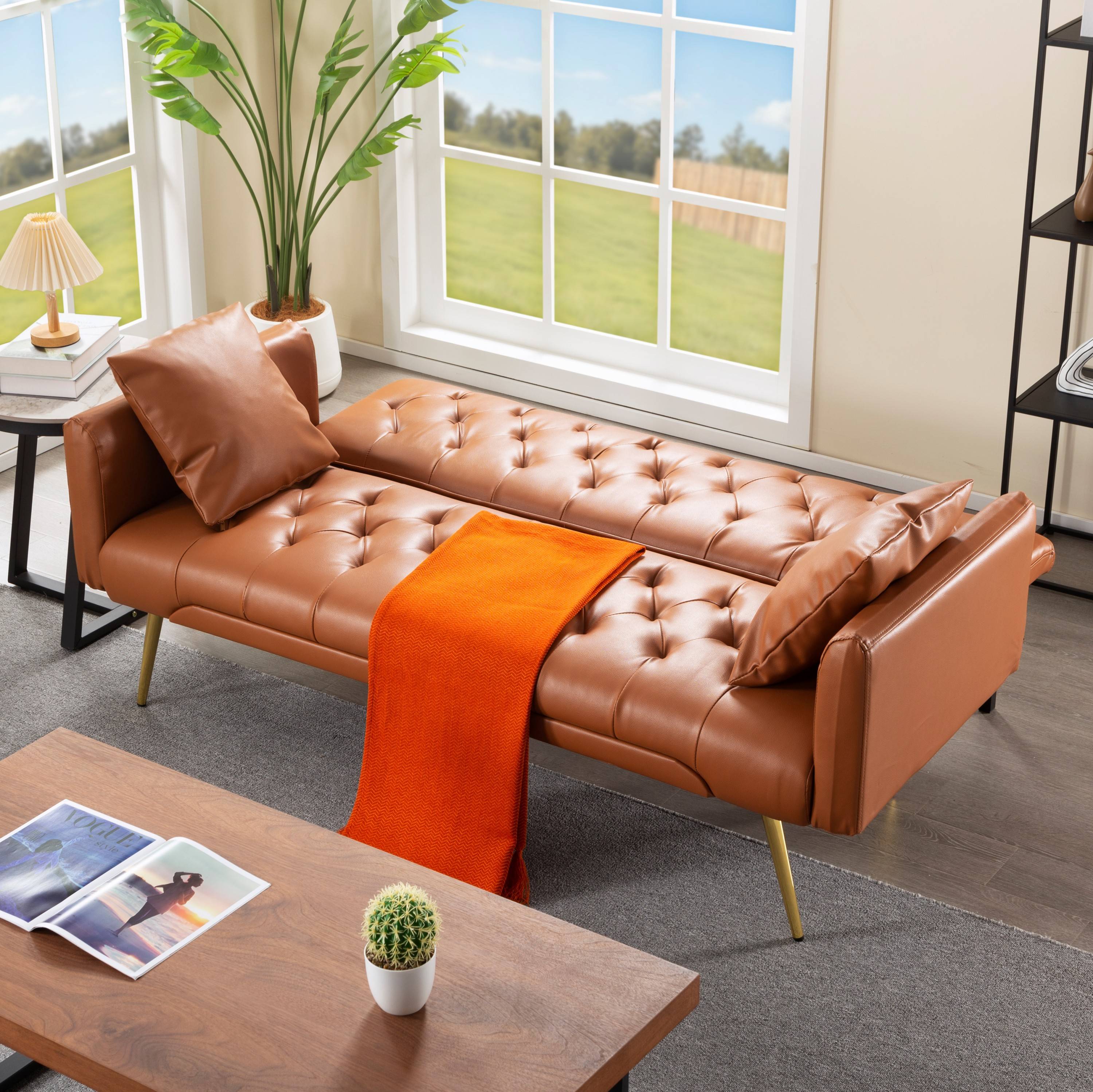 BSHTI 68 inch Modern Futon Sofa Bed, Modern Converted Sofa Bed Couch ,Functioning Futon Sleeper Sofa for Livingroom