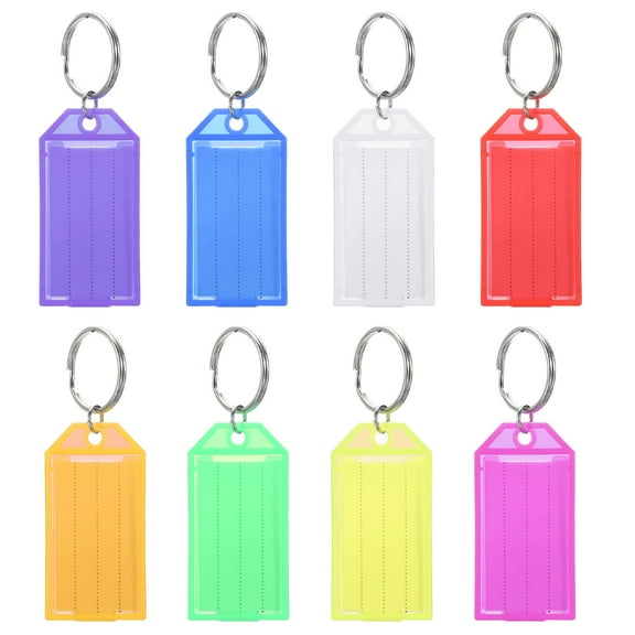 Plastic Key Tag, 16 Pack Key Identifiers with Split Ring Labels Window 58x28mm, 8 Assorted Colors